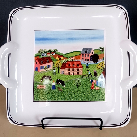 Vintage Square Handled Cake Plate Design Naif By Villeroy & Boch